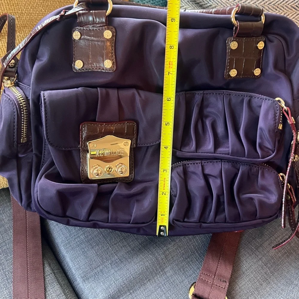 Gorgeous MZ Wallace plum nylon Clara satchel with leather trim & brass h…